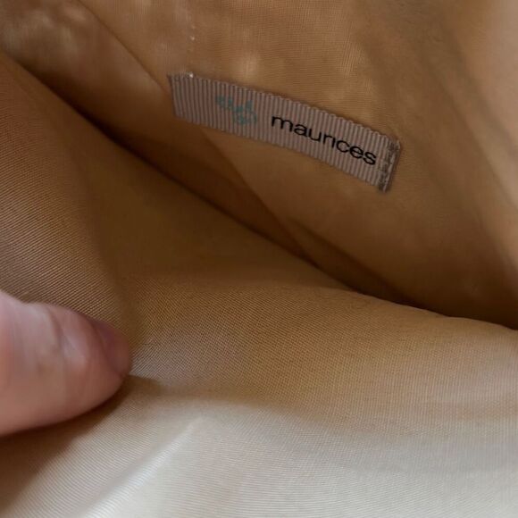 Maurice's Sequin Knit Tan Leather‎ Zip Clutch Purse - Picture 8 of 8